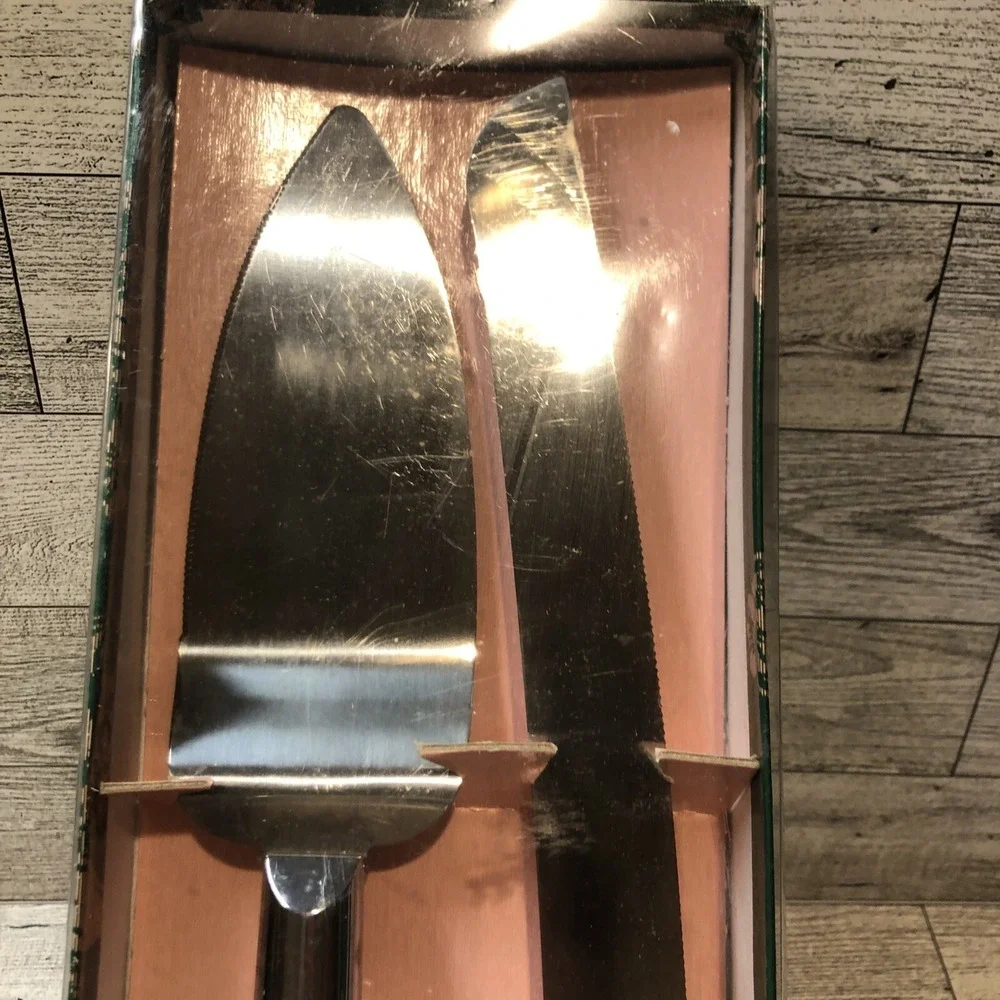 COLLECTIONS Bouquet Mates Cake Knife & Server Faux Crystal Handles Stainless